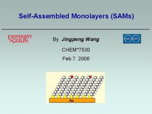 SelfAssembled Monolayers SAMs By Jingpeng Wang CHEM7530 Feb