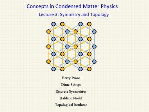 Concepts in Condensed Matter Physics Lecture 3 Symmetry