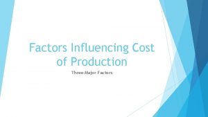 Factors Influencing Cost of Production Three Major Factors