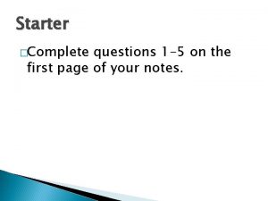 Starter Complete questions 1 5 on the first