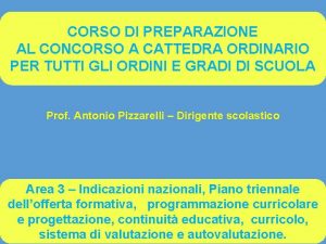 CORSO DI PREPARAZIONE AL CONCORSO A CATTEDRA ORDINARIO