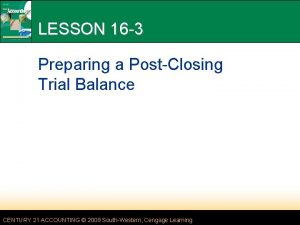 LESSON 16 3 Preparing a PostClosing Trial Balance
