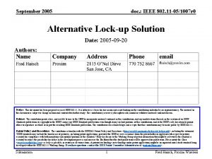 September 2005 doc IEEE 802 11 051007 r