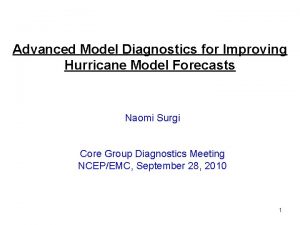 Advanced Model Diagnostics for Improving Hurricane Model Forecasts