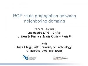 BGP route propagation between neighboring domains Renata Teixeira