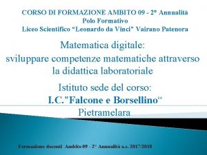 CORSO DI FORMAZIONE AMBITO 09 2 Annualit Polo