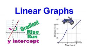 Linear Graphs Topic Outline Relating tables graphs and