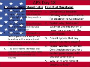 APS Day 18 Enduring Understandings Essential Questions 1