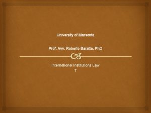 University of Macerata Prof Avv Roberto Baratta Ph