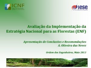 Avaliao da Implementao da Estratgia Nacional para as