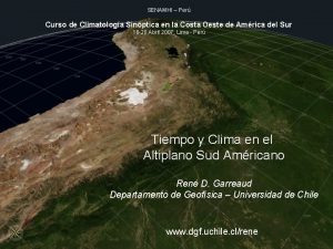 SENAMHI Per Curso de Climatologa Sinptica en la