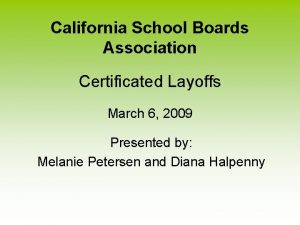 California School Boards Association Certificated Layoffs March 6