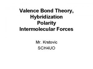 Valence Bond Theory Hybridization Polarity Intermolecular Forces Mr