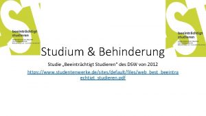 Studium Behinderung Studie Beeintrchtigt Studieren des DSW von