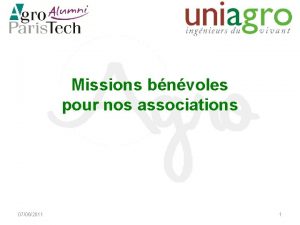 Missions bnvoles pour nos associations 07062011 1 Nos