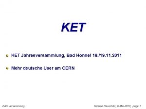 KET Jahresversammlung Bad Honnef 18 19 11 2011