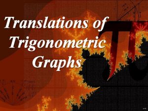 Translations of Trigonometric Graphs 1 Horizontal Translations of