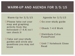 WARMUP AND AGENDA FOR 3515 WarmUp for 3515