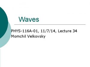 Waves PHYS116 A01 11714 Lecture 34 Momchil Velkovsky