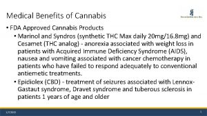 Medical Benefits of Cannabis FDA Approved Cannabis Products