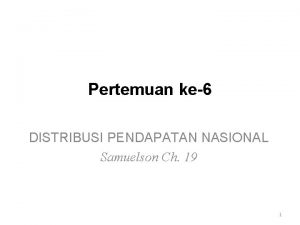 Pertemuan ke6 DISTRIBUSI PENDAPATAN NASIONAL Samuelson Ch 19