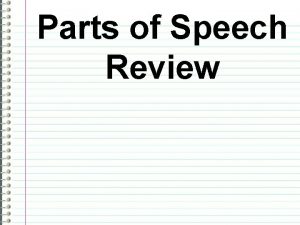 Parts of Speech Review NOUN a person place
