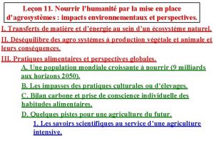 Leon 11 Nourrir lhumanit par la mise en