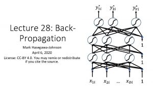 Lecture 28 Back Propagation Mark HasegawaJohnson April 6