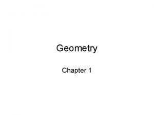 Geometry Chapter 1 Types of Geometry Point Line