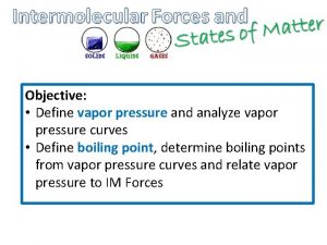 Objective Define vapor pressure and analyze vapor pressure