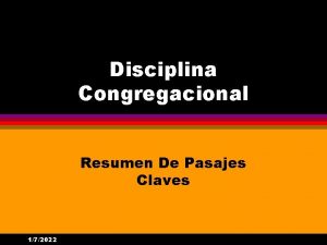 Disciplina Congregacional Resumen De Pasajes Claves 172022 Mateo