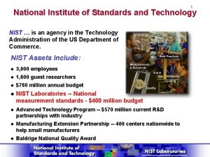 1 National Institute of Standards and Technology NIST