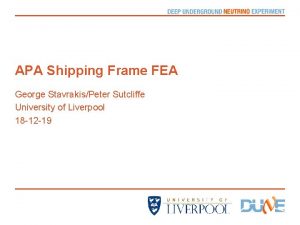 APA Shipping Frame FEA George StavrakisPeter Sutcliffe University