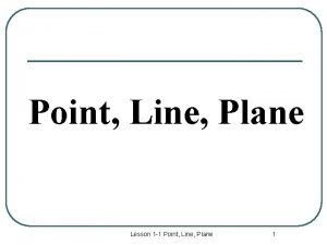 Point Line Plane Lesson 1 1 Point Line