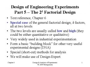 Design of Engineering Experiments Part 5 The 2