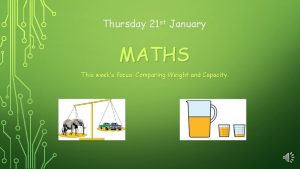 Thursday 21 st January MATHS This weeks focus
