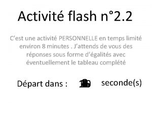 Activit flash n 2 2 Cest une activit