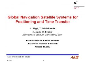 Global Navigation Satellite Systems for Positioning and Time