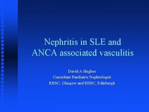 Nephritis in SLE and ANCA associated vasculitis David