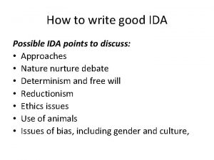 How to write good IDA Possible IDA points