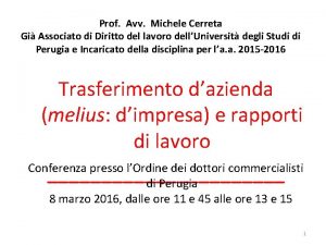 Prof Avv Michele Cerreta Gi Associato di Diritto