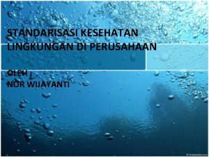 STANDARISASI KESEHATAN LINGKUNGAN DI PERUSAHAAN OLEH NOR WIJAYANTI