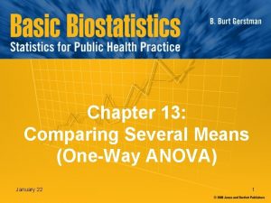 Chapter 13 Comparing Several Means OneWay ANOVA January