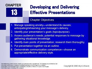 CHAPTER 13 Developing and Delivering Effective Presentations Chapter