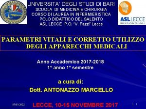 UNIVERSITA DEGLI STUDI DI BARI SCUOLA DI MEDICINA