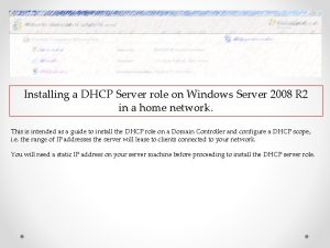 Installing a DHCP Server role on Windows Server