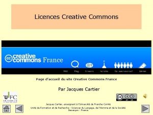 Licences Creative Commons Page daccueil du site Creative