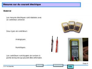 Mesures sur du courant lectrique Matriel Les mesures