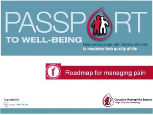 Roadmap for managing pain Supported by PURPOSE Roadmap