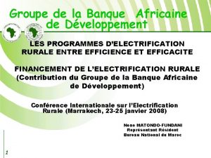 Groupe de la Banque Africaine de Dveloppement LES